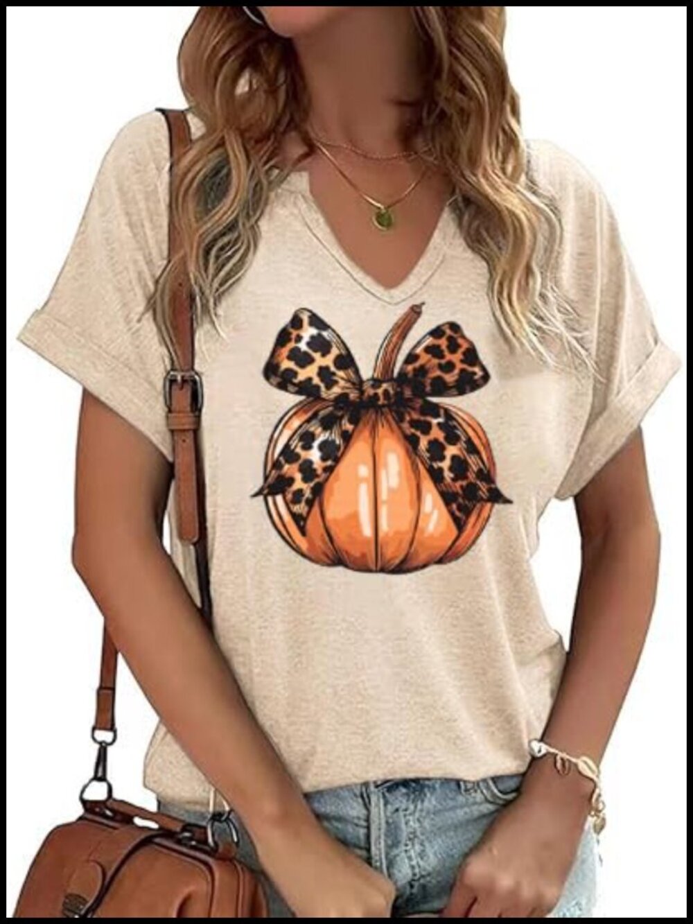 V Neck Fall T Shirts for Women Cute Halloween Thanksgiving Graphic Tee